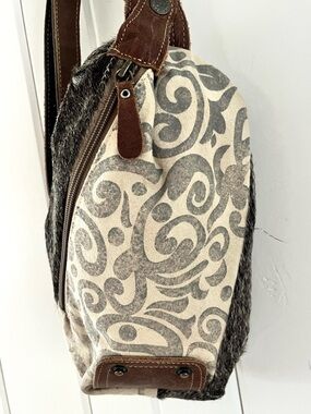 Myra Bag Upcycled Canvas & Cowhide Fanny Pack/Sling Back